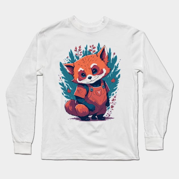 Red Panda Kawaii, cute bear Long Sleeve T-Shirt by hippohost